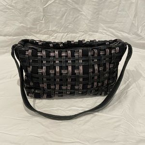 Malo Black and Silver Weave Purse